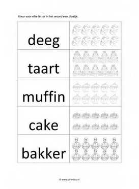 Werkblad bakker - Letters tellen
