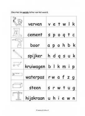 Werkblad bouwvakker - Beginletter moeilijk