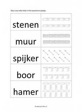 Werkblad bouwvakker - Letters tellen