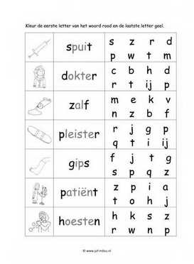 Werkblad dokter - Begin en eindletter