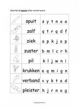 Werkblad dokter - Eindletter moeilijk