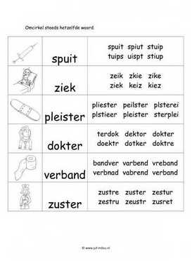 Werkblad dokter - Woordherkenning 2 moeilijk