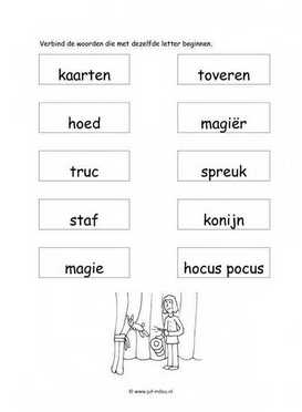 Werkblad goochelaar - Dezelfde beginletter