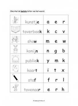 Werkblad goochelaar - Eindletter makkelijk