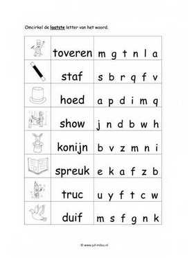 Werkblad goochelaar - Eindletter moeilijk