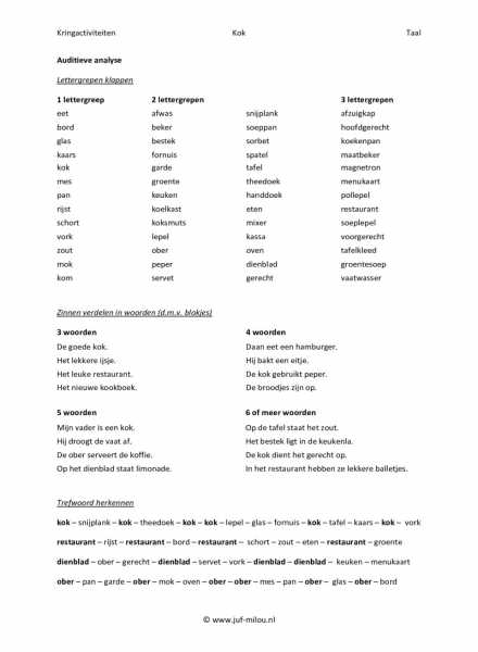 Kringactiviteiten ~ kok ~ taal