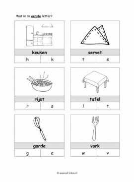 Werkblad kok - Beginletter 1