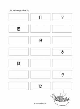 Werkblad kok - Buurgetallen 2