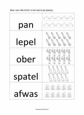 Werkblad kok - Letters tellen