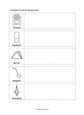 Werkblad kok - Woorden stempelen 2