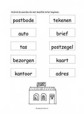 Werkblad postbode - Dezelfde beginletter