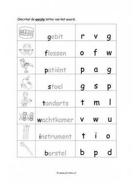 Werkblad tandarts - Beginletter makkelijk