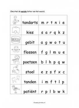 Werkblad tandarts - Beginletter moeilijk