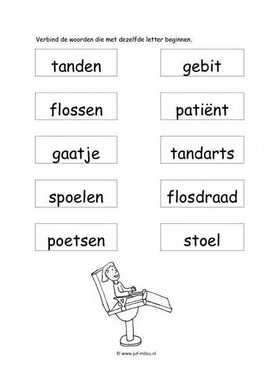 Werkblad tandarts - Dezelfde beginletter