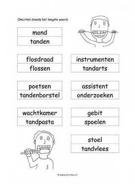 Werkblad tandarts - Langste woord