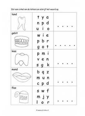 Werkblad tandarts - Letter en woordherkinning