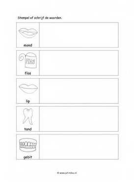 Werkblad tandarts - Woorden stempelen