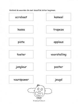 Werkblad circus - Dezelfde beginletter