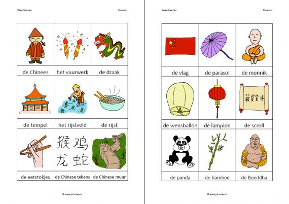 Woordkaartjes chinezen kleur