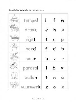 Werkblad chinezen - Eindletter makkelijk