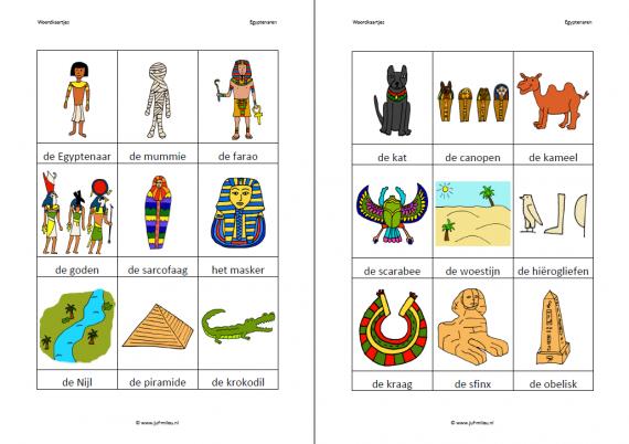 Woordkaartjes egyptenaren kleur