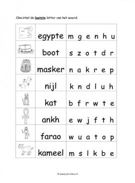 Werkblad egyptenaren - Eindletter moeilijk