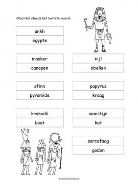 Werkblad egyptenaren - Kortste woord