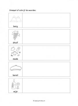Werkblad fransen - Woorden stempelen