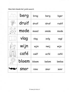 Werkblad fransen - Woordherkenning 2 makkelijk