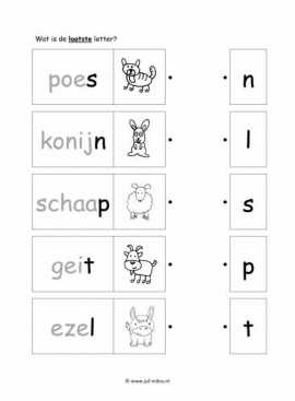Werkblad boerderijdieren - Eindletter 1