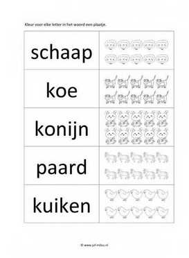 Werkblad boerderijdieren - Letters tellen