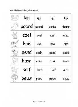 Werkblad boerderijdieren - Woordherkenning 2 makkelijk