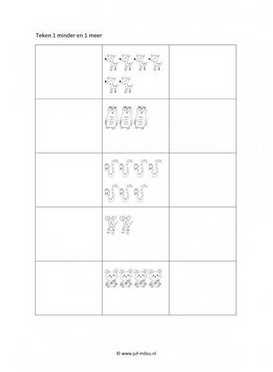 Werkblad bosdieren - 1 minder en 1 meer