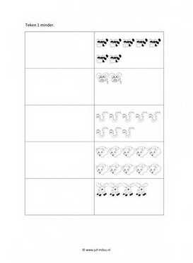 Werkblad bosdieren - 1 minder