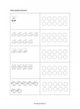 Werkblad bosdieren - Evenveel 3