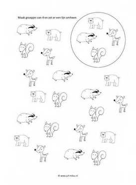 Werkblad bosdieren - Groepjes van 4