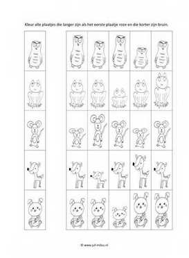 Werkblad bosdieren - Langer en korter