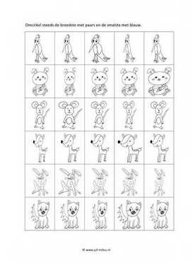 Werkblad bosdieren - Smal en breed