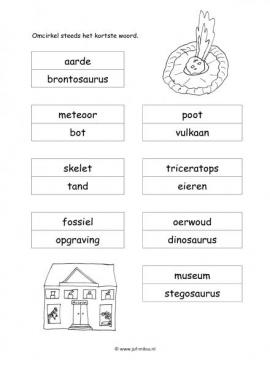 Werkblad dinos - Kortste woord