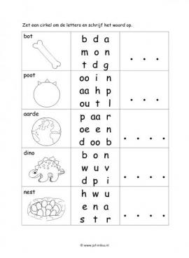 Werkblad dinos - Letter en woordherkenning