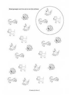 Werkblad huisdieren - Groepjes van 4