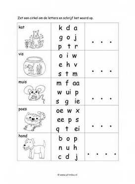 Werkblad huisdieren - Letter en woordherkenning