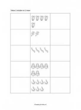 Werkblad kriebelbeestjes - 1 minder en 1 meer