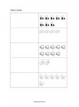 Werkblad kriebelbeestjes - 1 minder