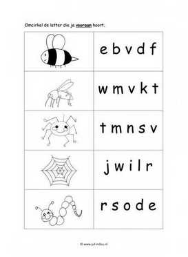 Werkblad kriebelbeestjes - Beginklank