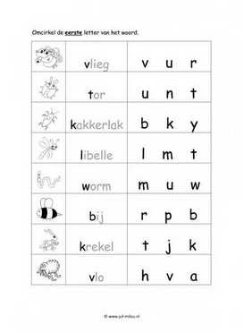 Werkblad kriebelbeestjes - Beginletter makkelijk