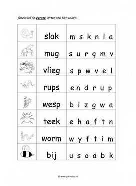 Werkblad kriebelbeestjes - Beginletter moeilijk