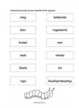 Werkblad kriebelbeestjes - Dezelfde beginletter