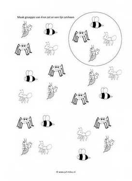 Werkblad kriebelbeestjes - Groepjes van 4