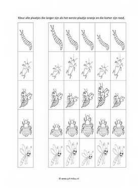 Werkblad kriebelbeestjes - Langer en korter
